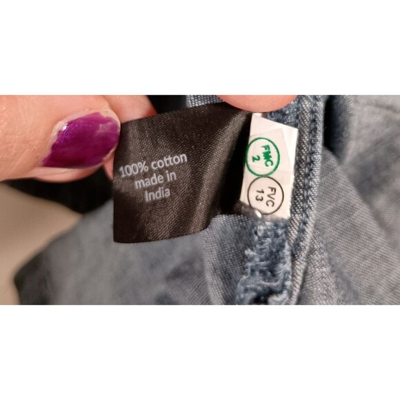 Lane Bryant Square Neck Short Balloon Sleeve Blue Chambray Top Plus Size 18 - Picture 5 of 6